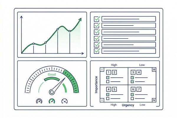 SEO Analyse Dashboard zeigt Rankings Indexierung und Maßnahmen-Priorisierung