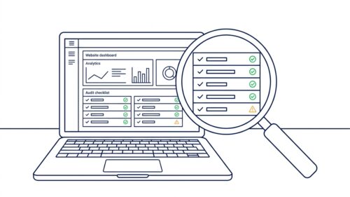 Website-Check mit Prüfzeichen für SEO Audit