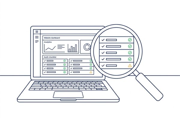 Website-Check mit Prüfzeichen für SEO Audit