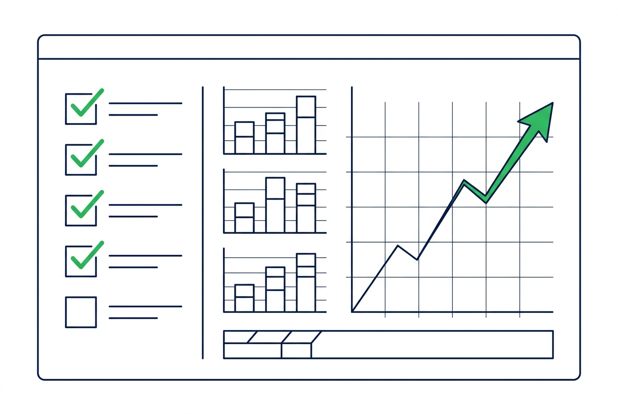 SEO-Dashboard zeigt Reporting und Priorisierung für Mittelstand-Strategie