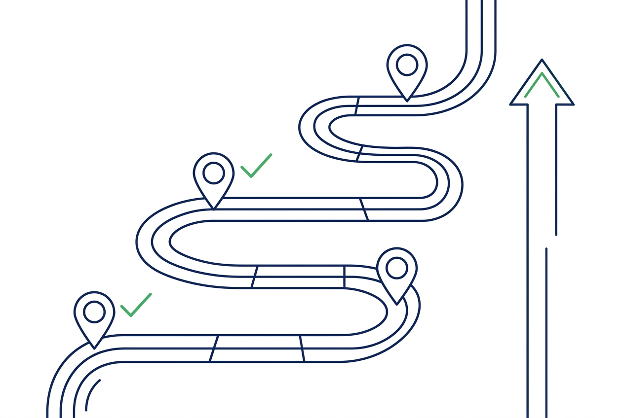SEO Roadmap mit Meilensteinen für Themencluster Technik Content Autorität