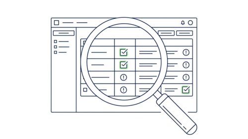 Website-Check mit Prüfzeichen für SEO-Audit und Optimierung