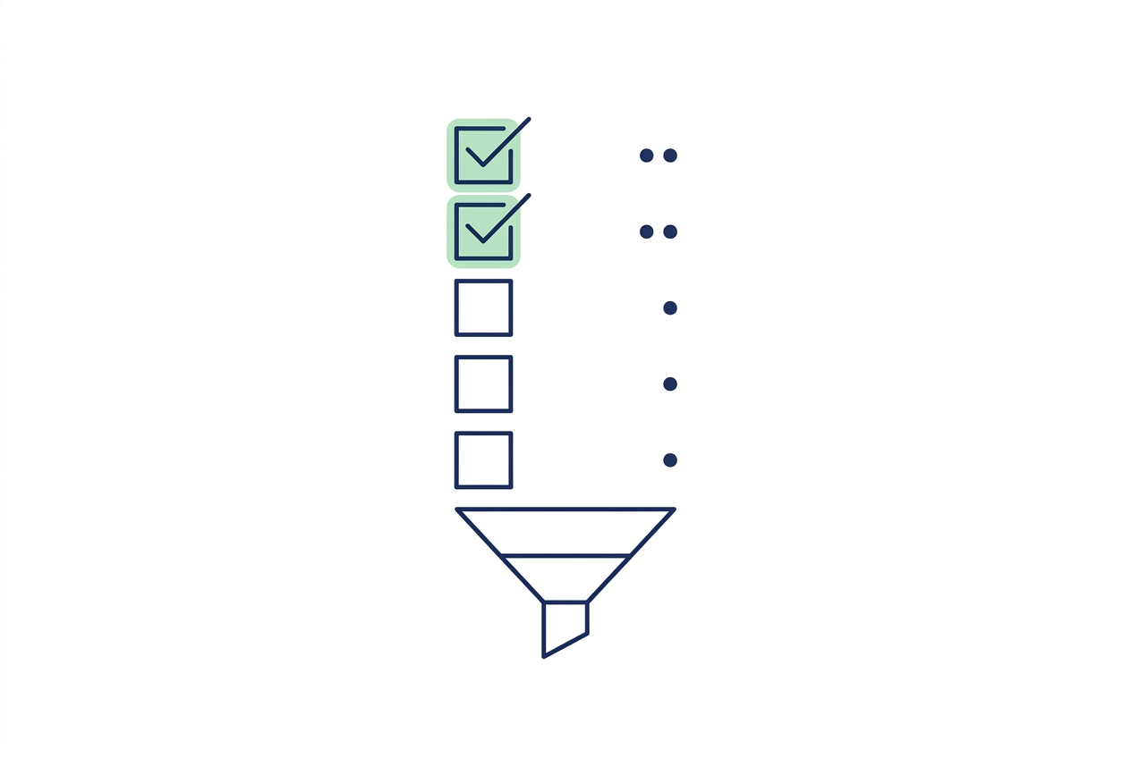 Marketing Checkliste mit Funnel-Stufen und KPI-Metriken für KMU-Erfolg