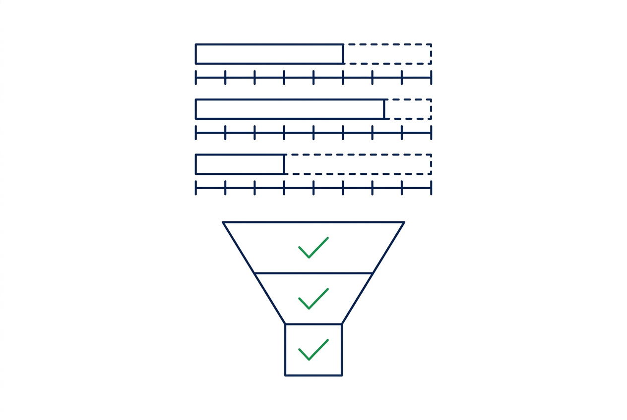 Marketing KPI Dashboard visualisiert Funnel-Stufen und Leistungskennzahlen