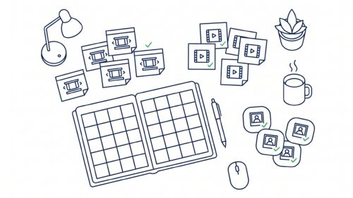 Redaktionskalender mit Post-it-Clustern für Social-Media-Formate planen