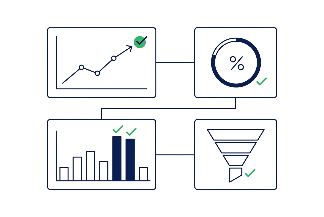 SEO-Dashboard kombiniert Rankings CTR Conversions und Core Web Vitals
