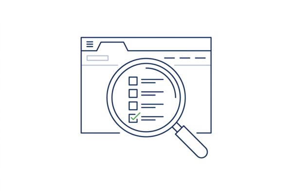 Website-Check mit Prüfzeichen für SEO und Technik