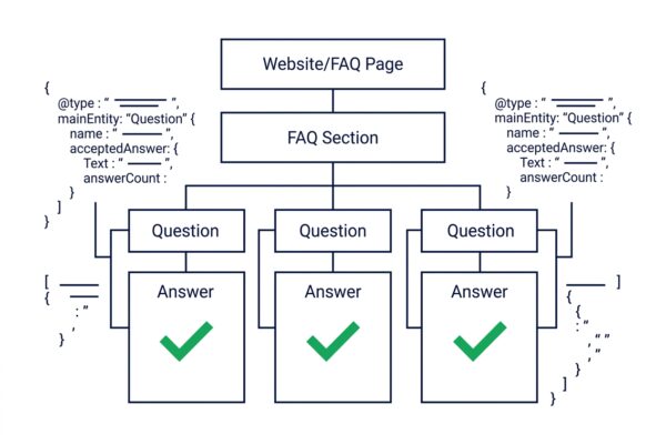 Website-Struktur mit FAQ Schema-Markup für KI-Crawler Optimierung