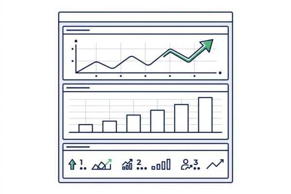 KPI-Dashboard vergleicht Ranking-Verlauf und Lead-Entwicklung im SEO Reporting
