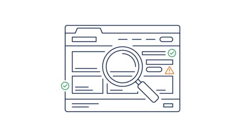 Website-Check mit Prüfsymbolen für den SEO Audit