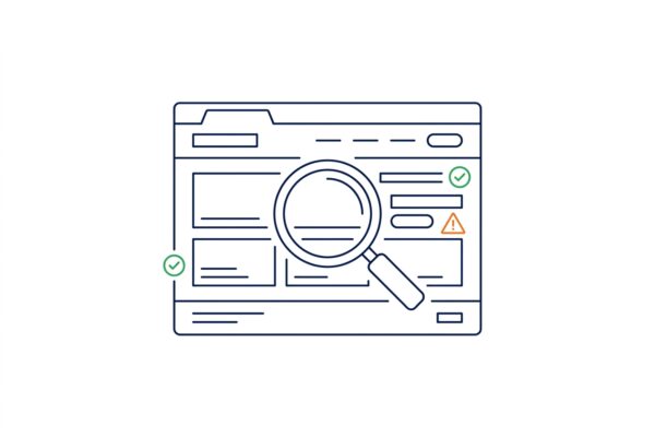 Website-Check mit Prüfsymbolen für den SEO Audit