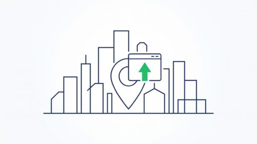 Kartenpin ueber Stadt fuer regionale Sichtbarkeit mit Local SEO