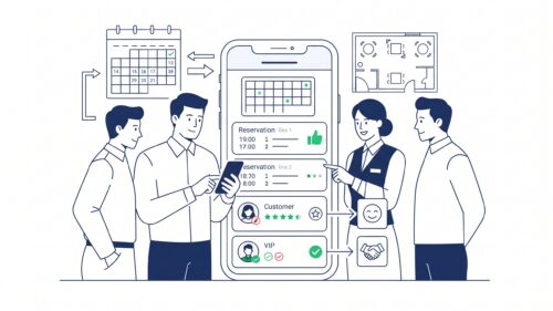 Restaurantteam nutzt Smartphone-Reservierungssystem für Kundenbindung