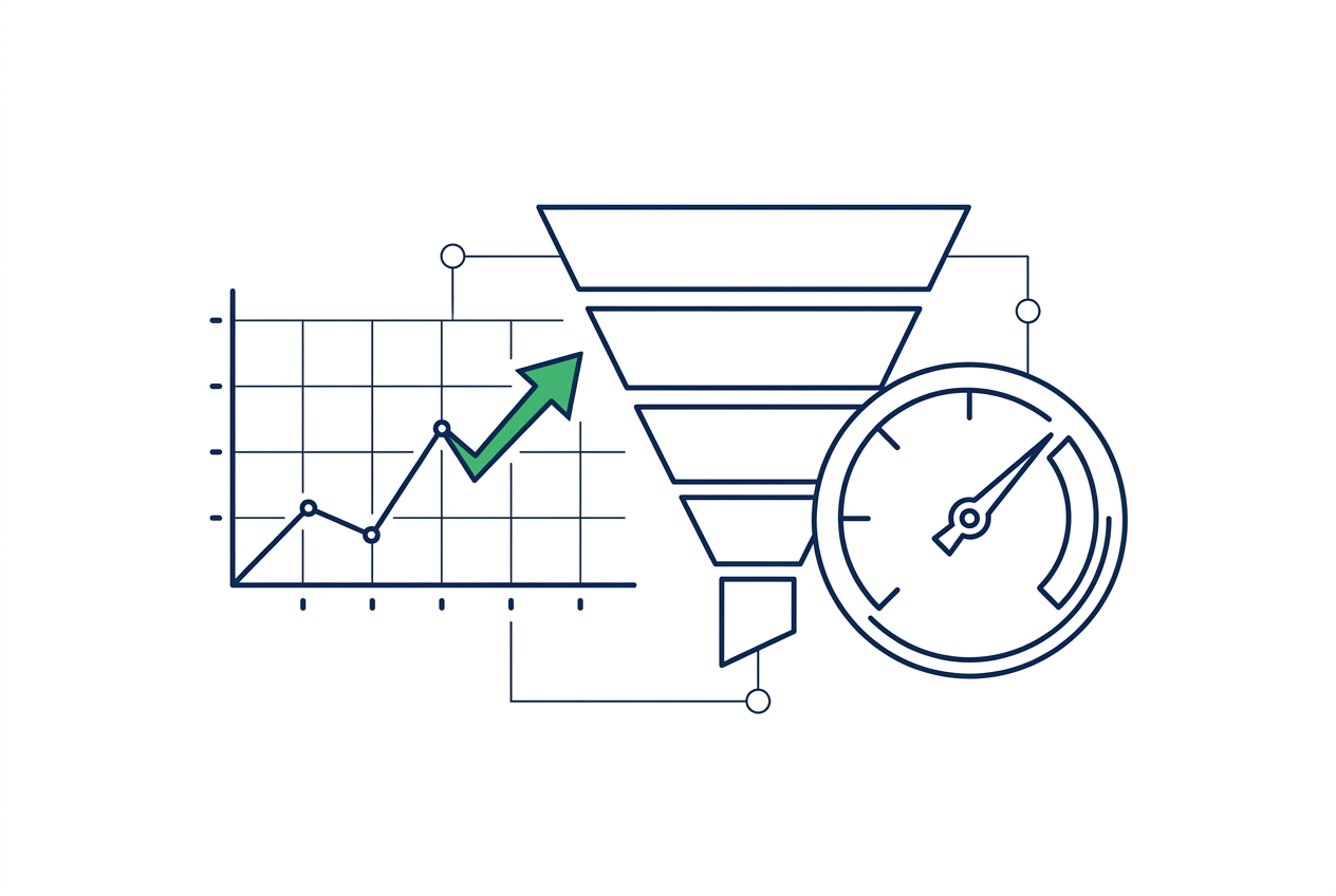 Website-Analytics Funnel und CRM-Daten für Marketing-Beratung visualisiert