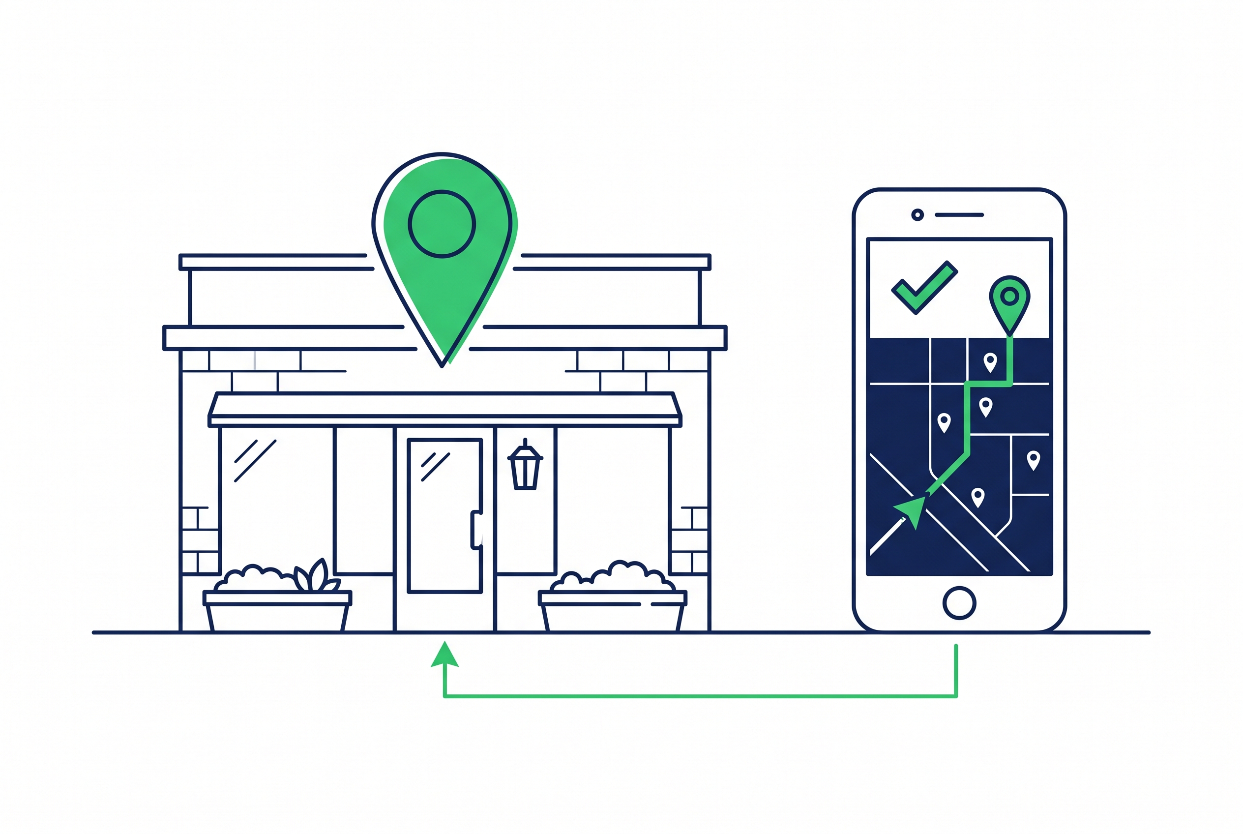 Restaurant mit Karten-Pin für lokale SEO-Sichtbarkeit